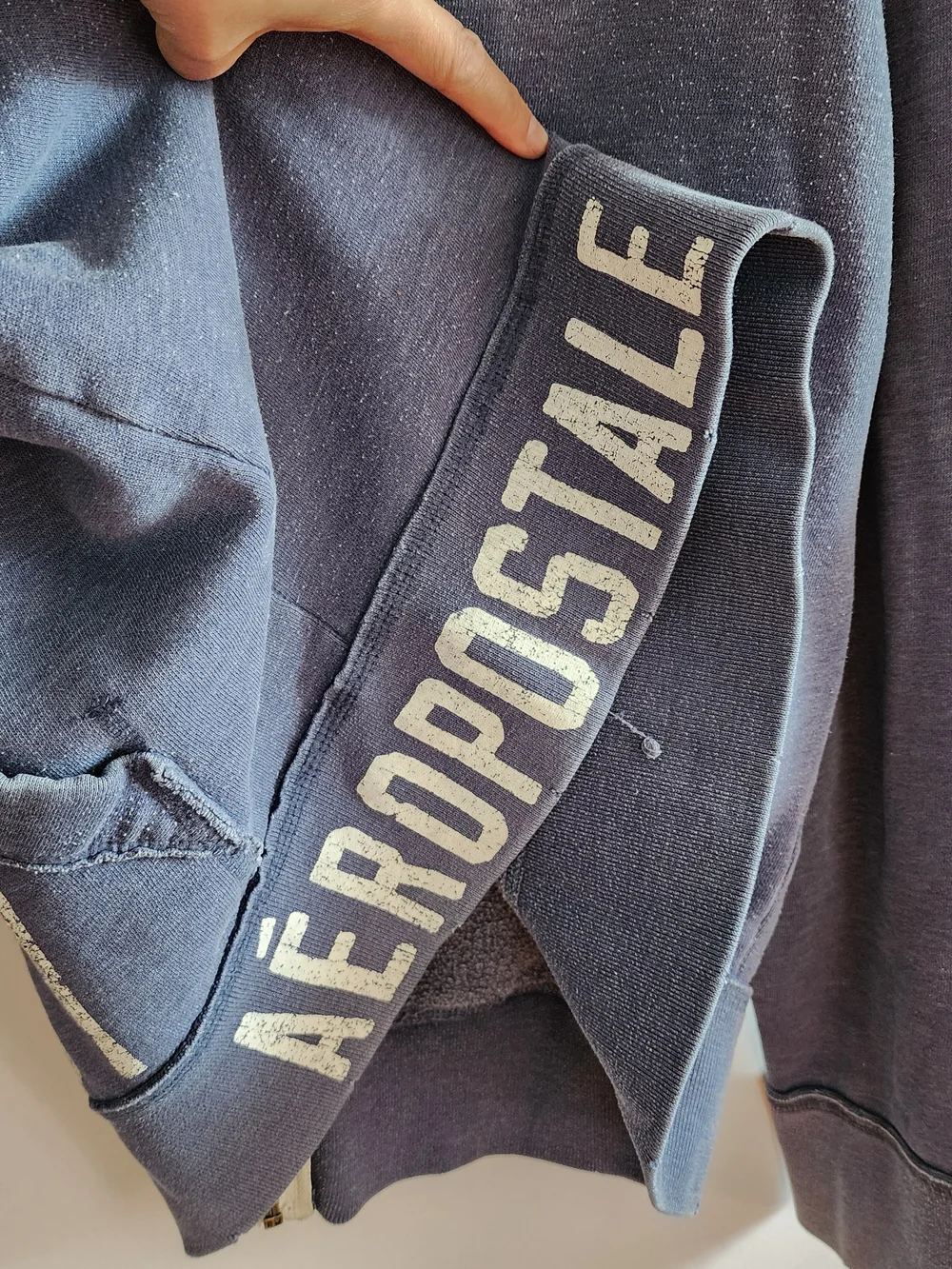 Vintage Aeropostale Full Zip Hoodie Grunge L Distressed Y2K 90s Trashed Skater - Picture 12 of 14